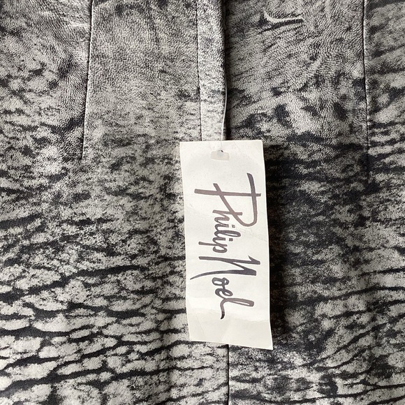 Vintage Phillip Noel Skirt Womens XS Grey Leather Abstract Print Pencil Retro - Picture 2 of 6
